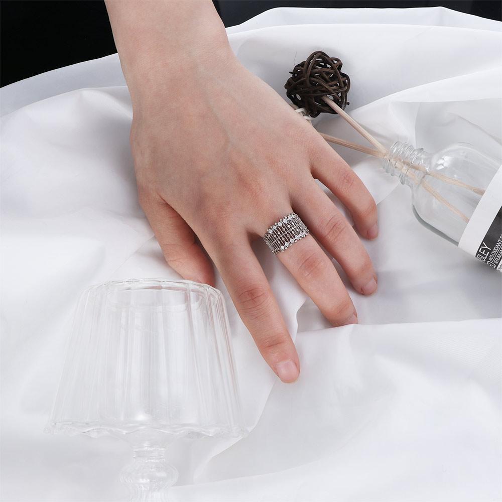 Punk Style Rhinestone Ring Korean Style Ring Opening Adjustable Ring Female Finger Ring