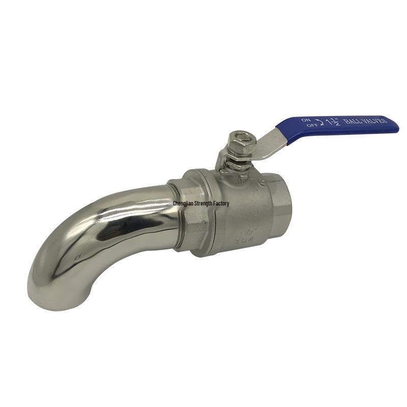 6-Point 1-Inch Elbow Fryer Switch Valve: 304 Stainless Steel, High-Temp Resistant Steam and Oil Drain Faucet.