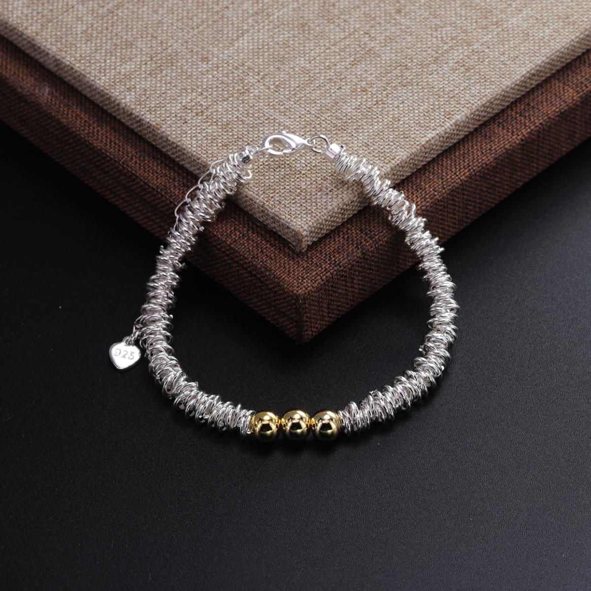 

Премиальный браслет Hundred Женский Градиент Круглые Бусины Единственный в Своем Роде Подарок Легкая Роскошь Серебряный Цвет Круг Мода Ручная Работа Разделитель Нить серебряный