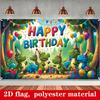 2D Dinosaur Happy Birthday Backdrop with Cartoon Dinosaurs, Gifts & Balloons