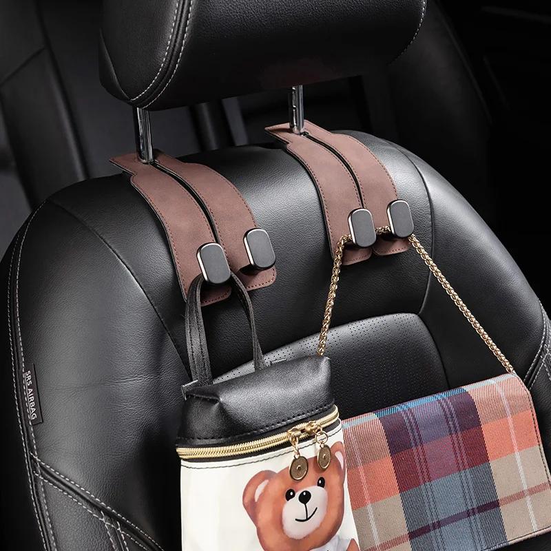 Hidden Car Seat Back Hook Suede Leather Soft Hanging Hook 20kg Load-Bearing Wear-Resistant Rear Row Hanger