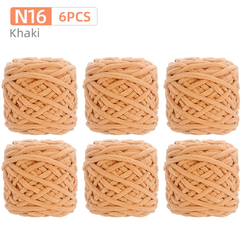 6Rolls DIY Soft Warm Snuggly Chenille Yarn, Velvet Iceland Puffy Yarn, Perfect for Knitting Crochet Sweater, Hat, Scarf, Blanket