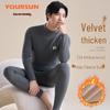 Yiershuang Men's Mid-High Collar Fleece Lined Thermal Underwear Set