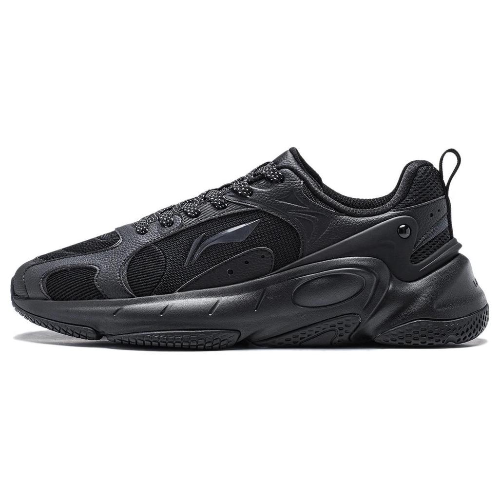 Li Ning Creamy Versatile Retro Dad Shoes Thick Sole Height Increasing Shock Absorption Support Wear Resistant Non Slip Low Top Casual Shoes AGCT392-2