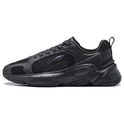 Li Ning Tênis Cremosos Versáteis Retrô Dad Sapatos Sola Grossa Aumento de Altura Absorção de Choque Suporte Resistente ao Desgaste Antiderrapante Cano Baixo Calçados Casuais AGCT392-2