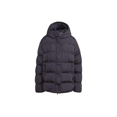 Giacca in Cotone Trapuntata Pieghettata con Zip Doppia e Cappuccio, Colore Solido, Micro Logo Singola Riga Tasca a Filo, Originali, Giacca da Donna, Nero II8467