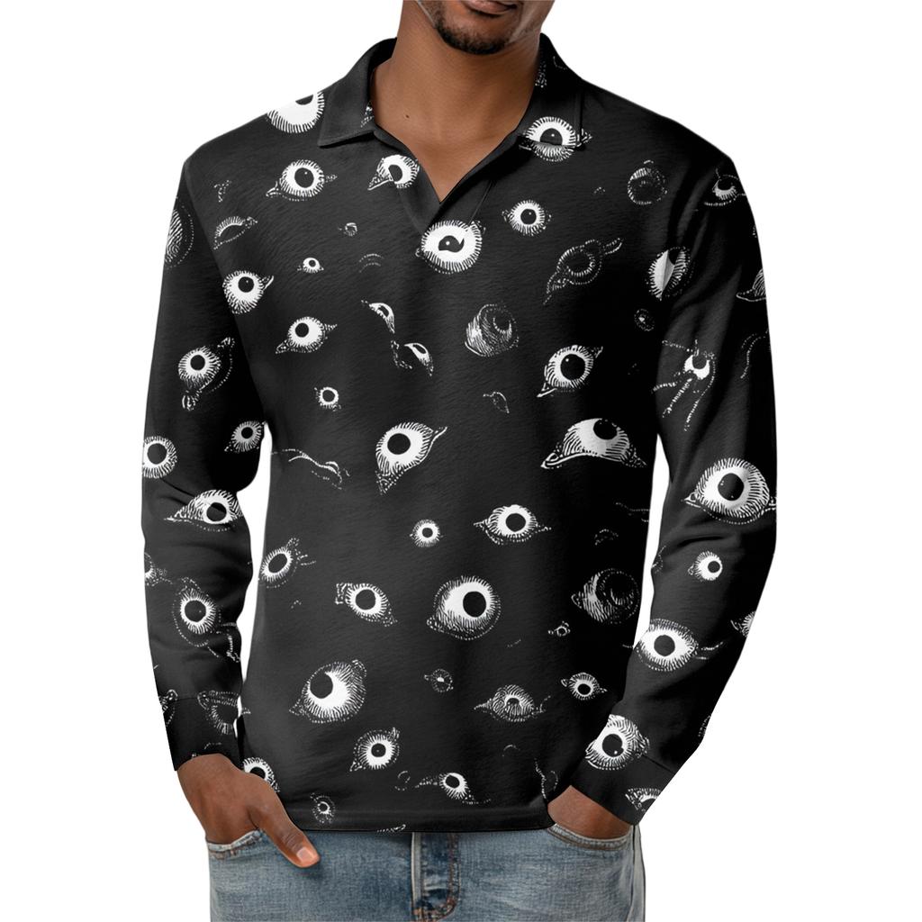 Men's Casual Retro Small V-neck Long-sleeved Top