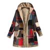 Winter Warm Patchwork Coat Loose Boho Jacket Women Hooded Long Sleeve Outwear Casual Streetwear Fashion Lady Clothes