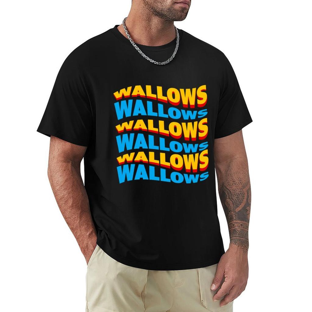 WALLOWS gelb blau Welle T-Shirt Arbeit Outdoor Kurzarm T-Shirt