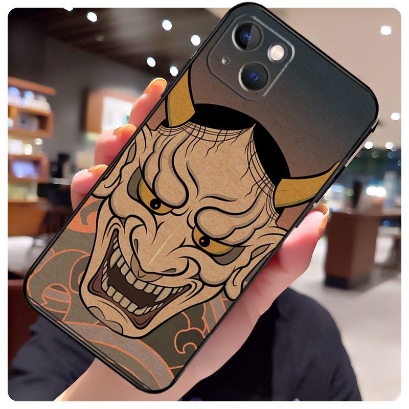 Samurai Oni Mask Case For iPhone 14 Pro Max 16 15 11 12 13 17 Pro Max mini 15 16 Plus 16e 17 Air Phone Cover