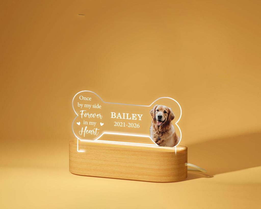 Custom Pet Photo Led Night Light Personalized Pet Growth Memorial Photo Plaque Frame Record Beautiful Pet Life Moment Decoration