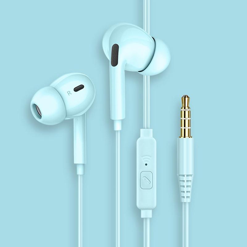 Macaron Color In-Ear Headphones 3.5Mm Computer Mobile Phone Music Call Headphones Simple Bass Game Headphones With Microphone
