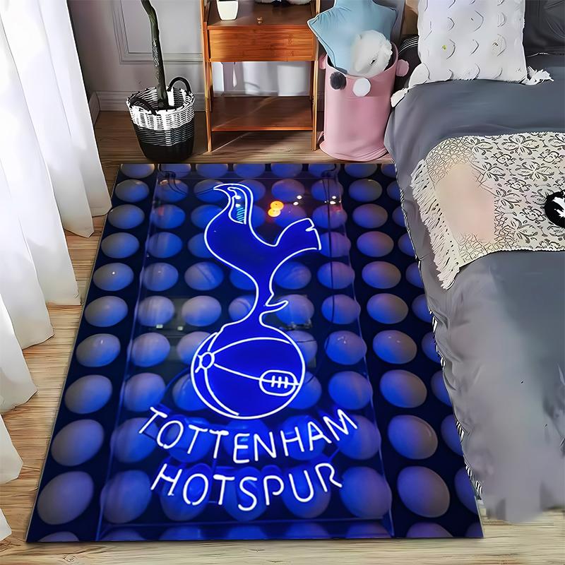 Tottenham Hotspur Logo Blau Neon Stil Teppich für Heimdekoration Geeignet zur Verwendung als Antirutsch für Wohnzimmer Schlafzimmer Sofas