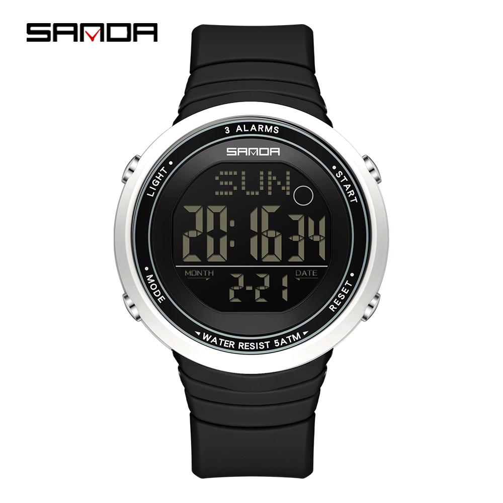 SANDA New 9073 Fashion Student Electronic Watch with Large Dial Waterproof LED Student Digital Electronic Watch