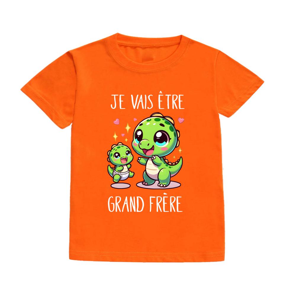 DinosaurI Will Become A Great Brother Kid Tee Top Pregnancy Announcement Tees Casual Short Sleeve T Shirt Family Party Clothes