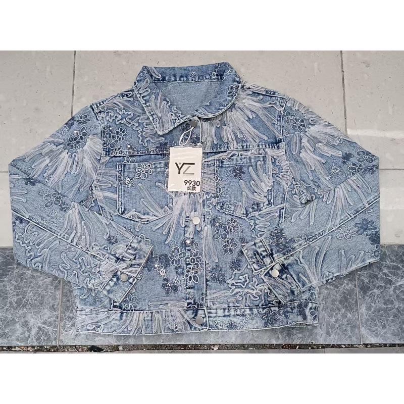 2025 Spring/Autumn Loose Lace Floral Embroidered Denim Jacket