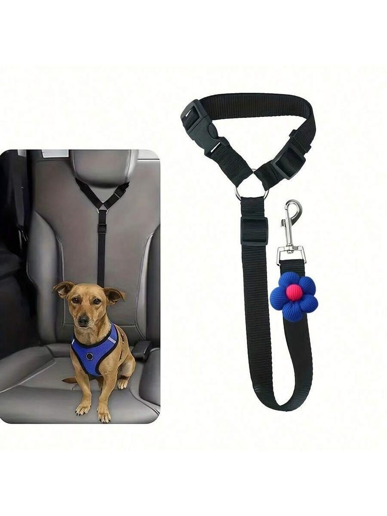 Düz Renk İki-in-bir Evcil Hayvan Araba Emniyet Kemeri Naylon Tasma Arka Koltuk Emniyet Kemeri Ayarlanabilir Köpek Tasması Evcil Hayvan Aksesuarları