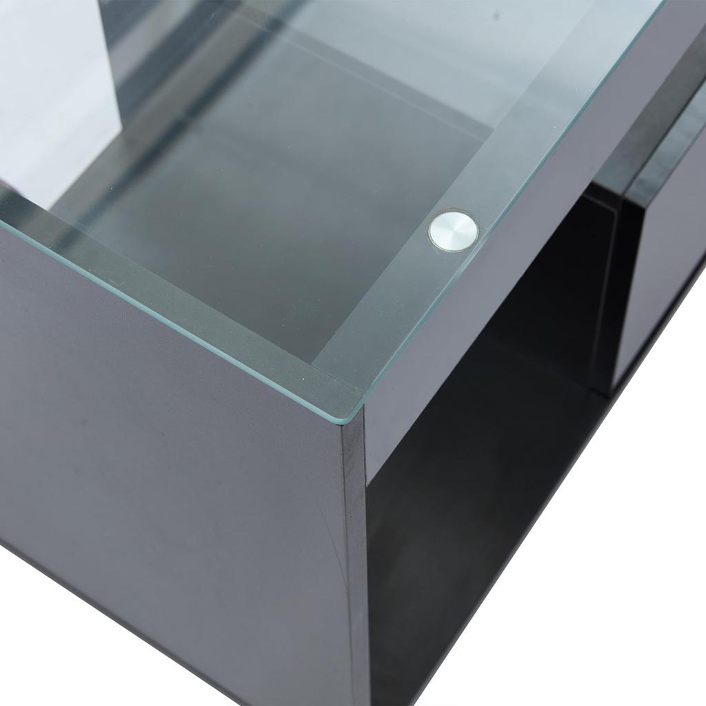 TV Schrank Stilvoll Fernsehschrank TV Lowboard Hochglanz Schwarz 70 Zoll Fernseher, TV Ständer 2 Schubladen, TV Möbel Wohnzimmer Schlafzimmer