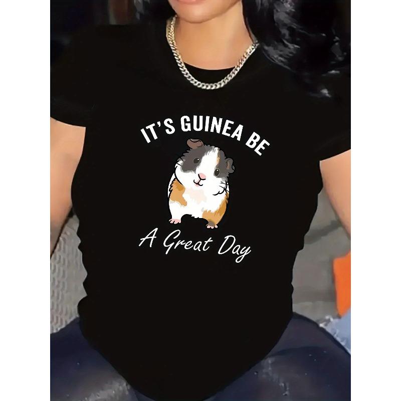 

Cartoon Hamster Graphic Fashionable Round Neck Sports Short-Sleeved T-Shirt Top Women 4XL