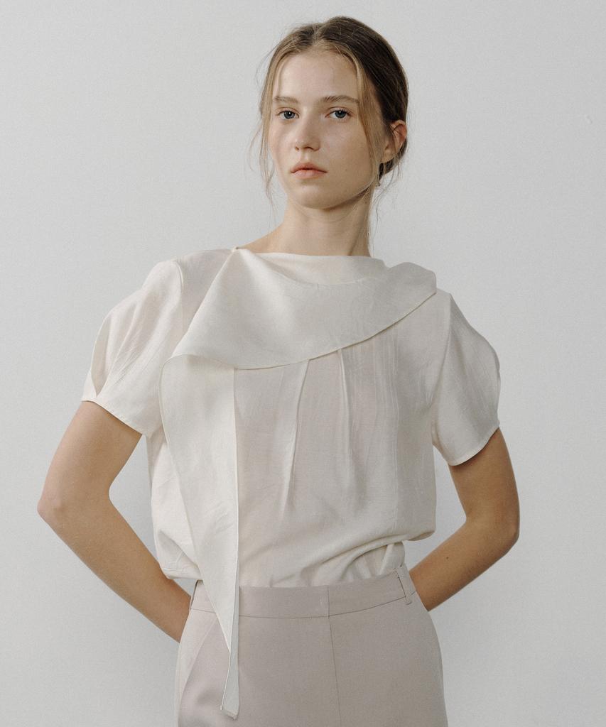 OCTETTE Mousse Wrinkle Blouse_Cream