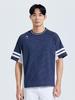 CHALLENGER Men'S Skull Point Color Block Round Short Sleeve Woven Top Navy