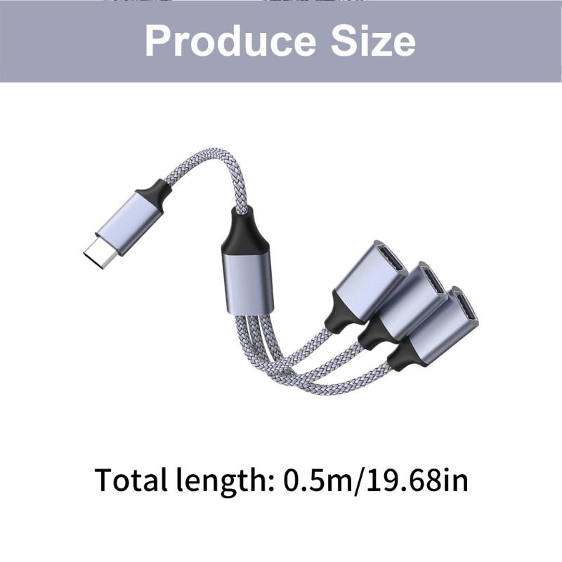 1PC 3 In 1 Type C Host Power Splitter USB Type C Adapter To USB2.0 OTG Type C Male Female Data Charger Cable