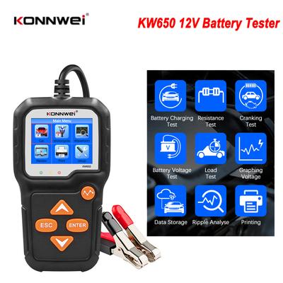 KONNWEI KW650 6V 12V Tester autobaterií 100 až 2000 CCA Motocykl Auto Battery Analyzátor Auto Moto Cranking Charging Test Tool