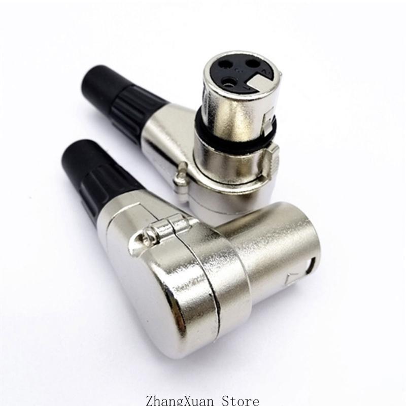 3 Pole XLR Connector 90 Degree Male Female XLR Adapters 3 Pin Microphone Plug Cable Connector 3XUF