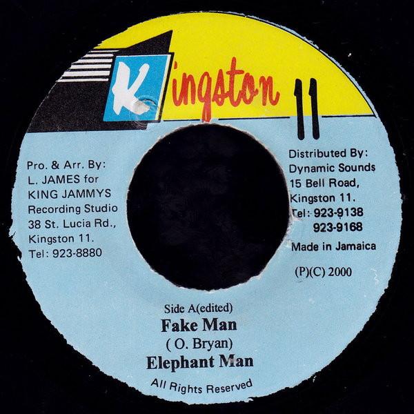 

7inch Record ELEPHANT MAN - Fake Man NONE Kingston 11 2000 Jamaica Reggae, Ska & Dub Used