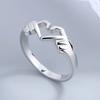 Huitan Simple Trendy Heart Finger Ring Lady Daily Wearable Accessories Metallic Style Jewelry for Women Hands Shape Design Gift