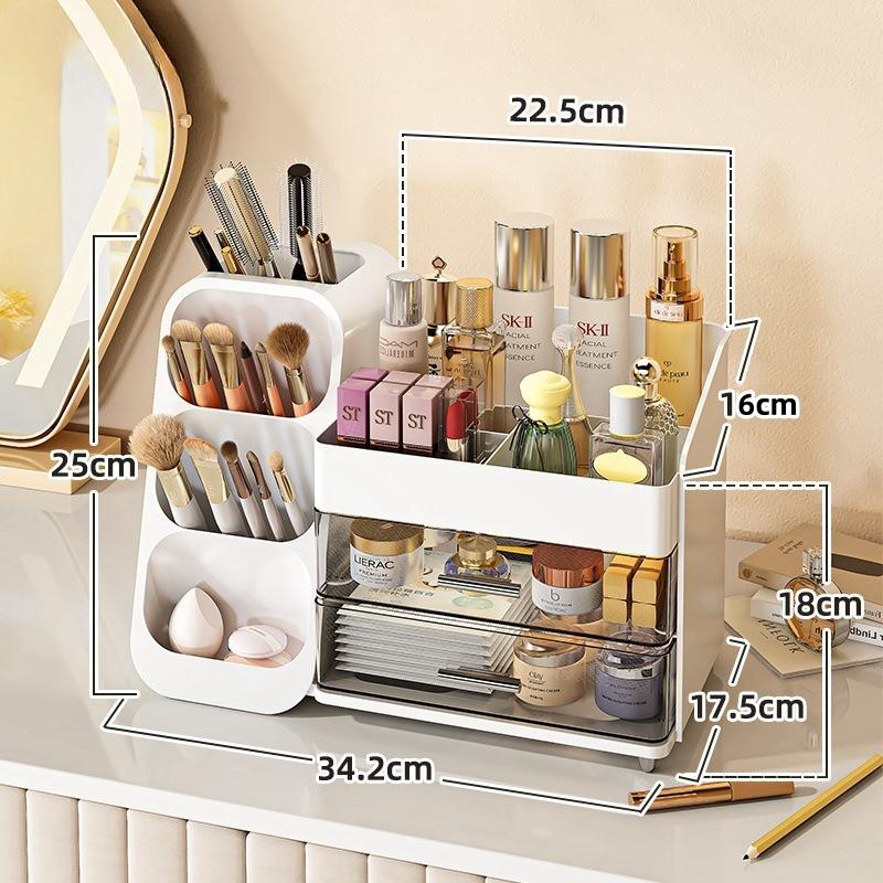 Makeup Organizer Cosmetic Storage Box With Drawer Lipstick Brush Makeup Brush Skincare Desktop Dormitory Student Dorm Room Table