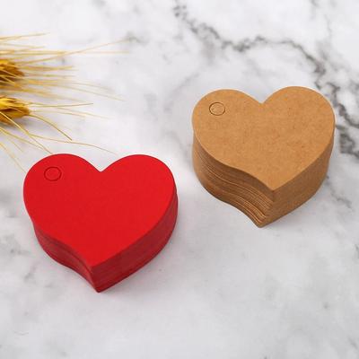 100pcs Heart Shaped Cards Blank Cards Label Kraft Paper Hanging Decoration Hand Gift Hanging Tag DIY Crafts