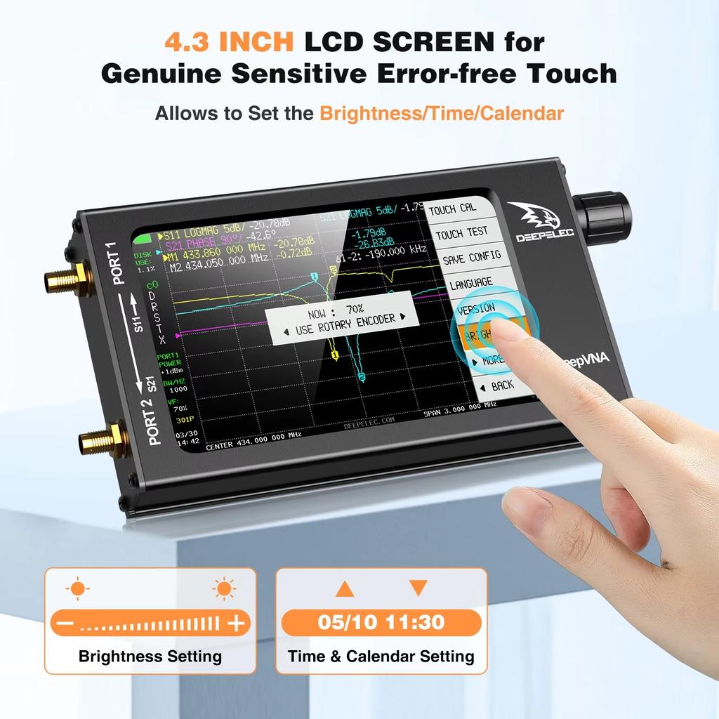 New NanoVNA-F DeepVNA 101 Vector Network Analyzer 4.3 Inch IPS LCD Screen 10k - 1.5GHz Antenna Analyzer Nano Vna Network Tester