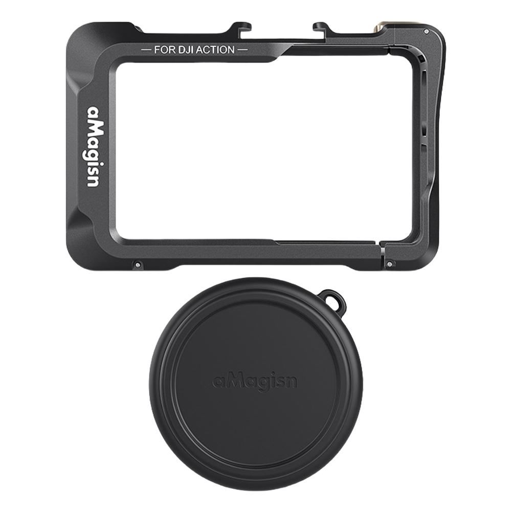 

Camera Cage Quick Release with Lens Cover Metal Cage Protective Frame Expansion Bracket for DJI Action 5 Pro/4/3 Accessories чорний