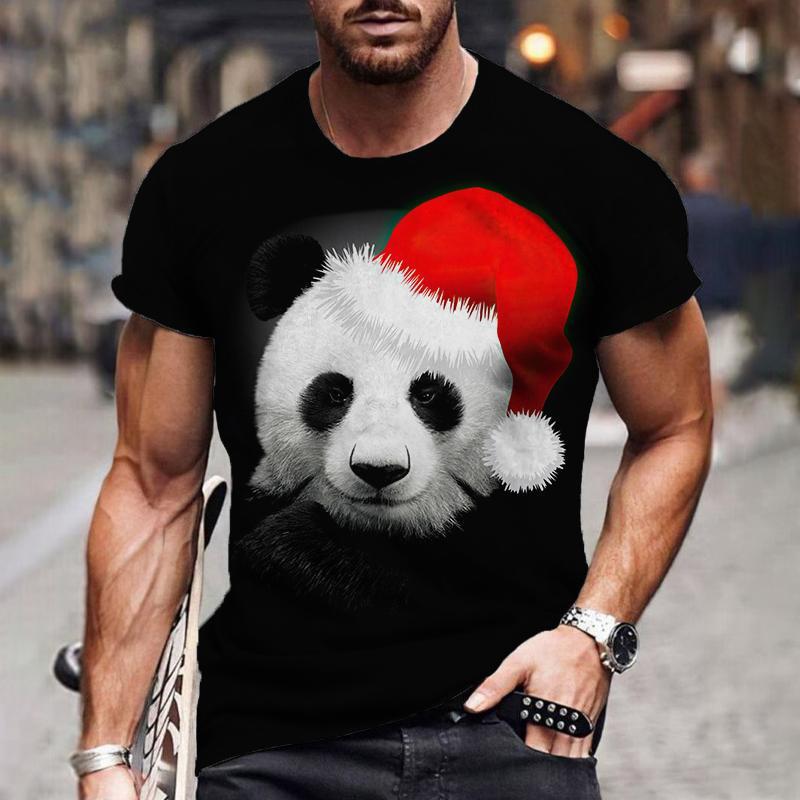 Cute Panda Pattern T-Shirt For Men Funny Animal 3D Printed Tees Summer Casual Short Sleeve Round Neck Tops Unisex Loose T Shirts