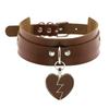 DIEZI Sexy Lignt Brown PU Leather Necklace Women Men New Harajuku Gothic Vintage Heart Chain Choker Statement Necklace Jewelry