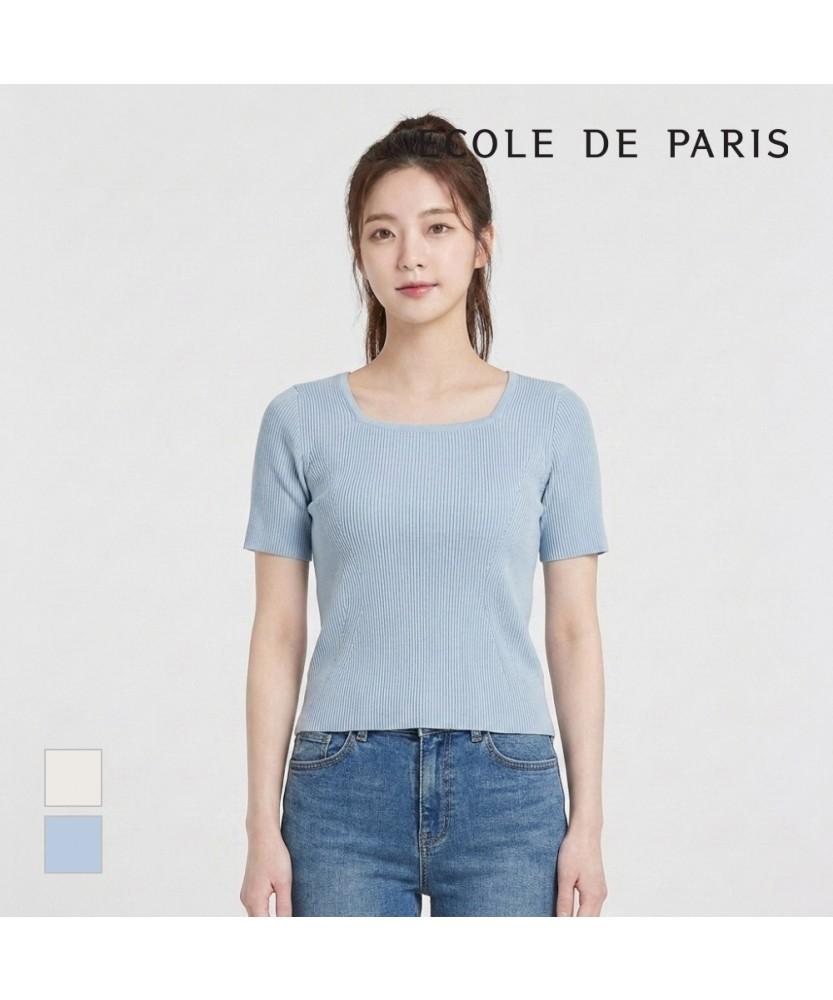 ECOLEDEPARIS Square Neck Short Sleeve Knit_Rb34Kkcp32Z