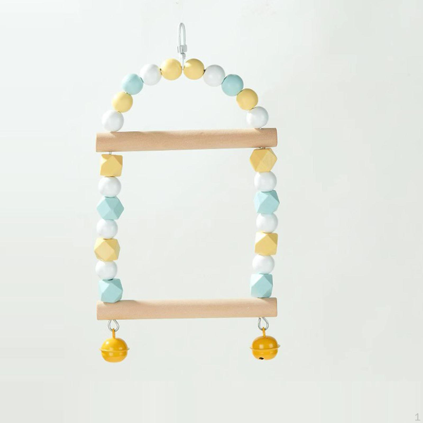 Wooden Bird Swing Set for Small Avian Pets Multicolor A
