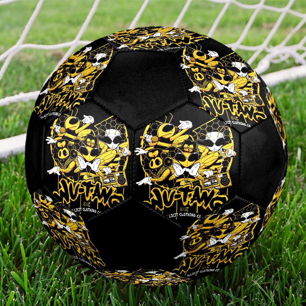 WU TANG Indoor Soccer Ball Colorful Machine Stitched PVC Size 5 Team Training Competition Ready Durable High-Bounce Cool Sports Gift