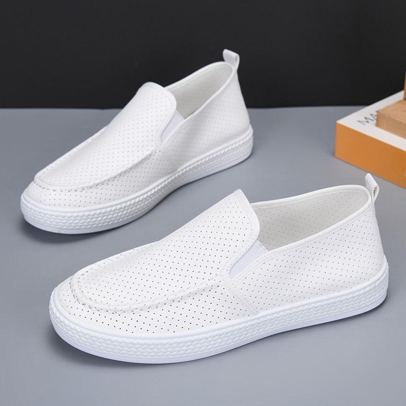 Fashion White Height Increasing Slip-on Mesh Plain Leather Shoes for Men Pu High Quality Fashion Size 44 Social Retro Man Casual Shoe