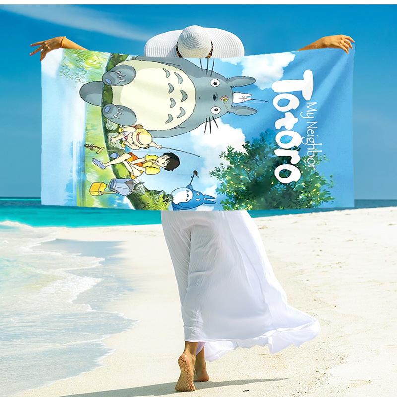 1pz Asciugamano da Spiaggia Avventura di Totoro Vicino, Asciugamano da Spiaggia Assorbente ad Asciugatura Rapida, Asciugamano da Spiaggia per Sport all'Aperto Nuoto, Morbido e Confortevole Y7186