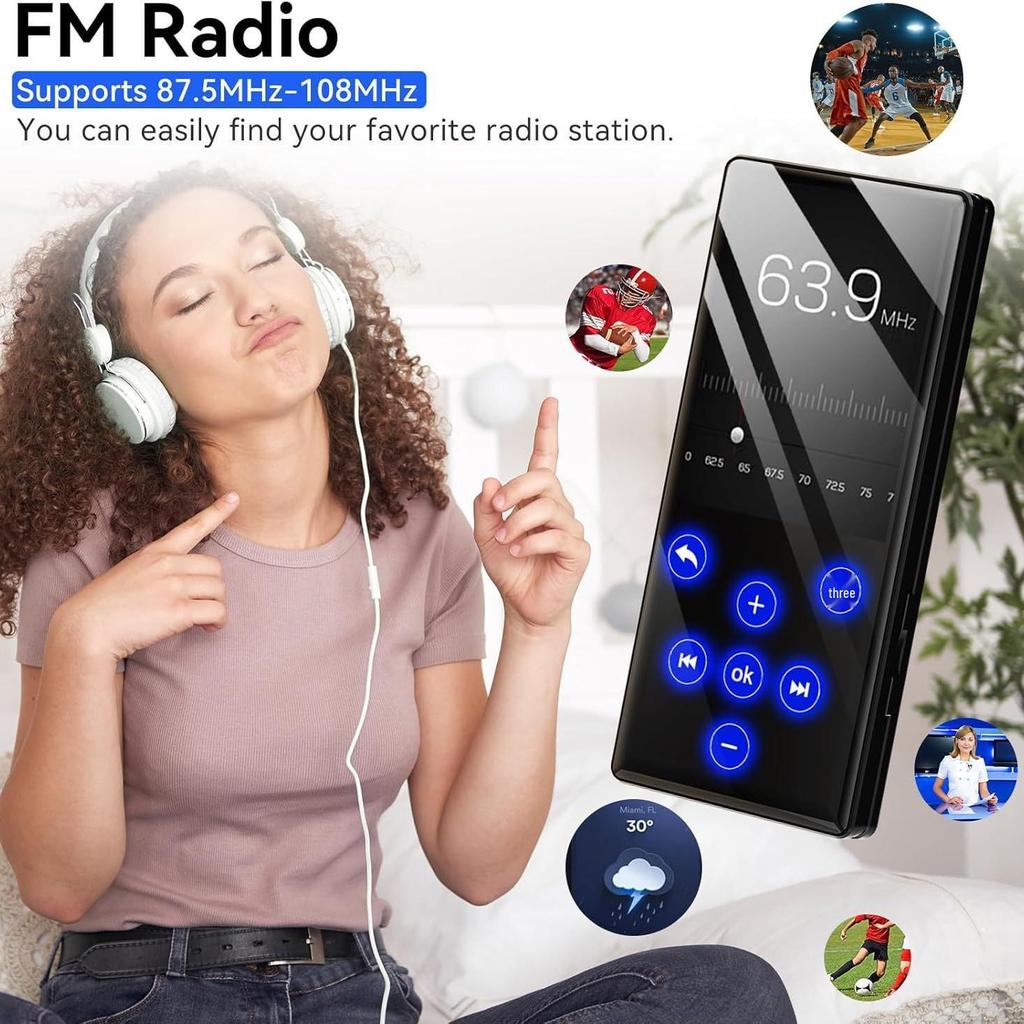 2026 Bluetooth MP3/MP4 Player with External Speaker, Radio, Music, and E-book Playback