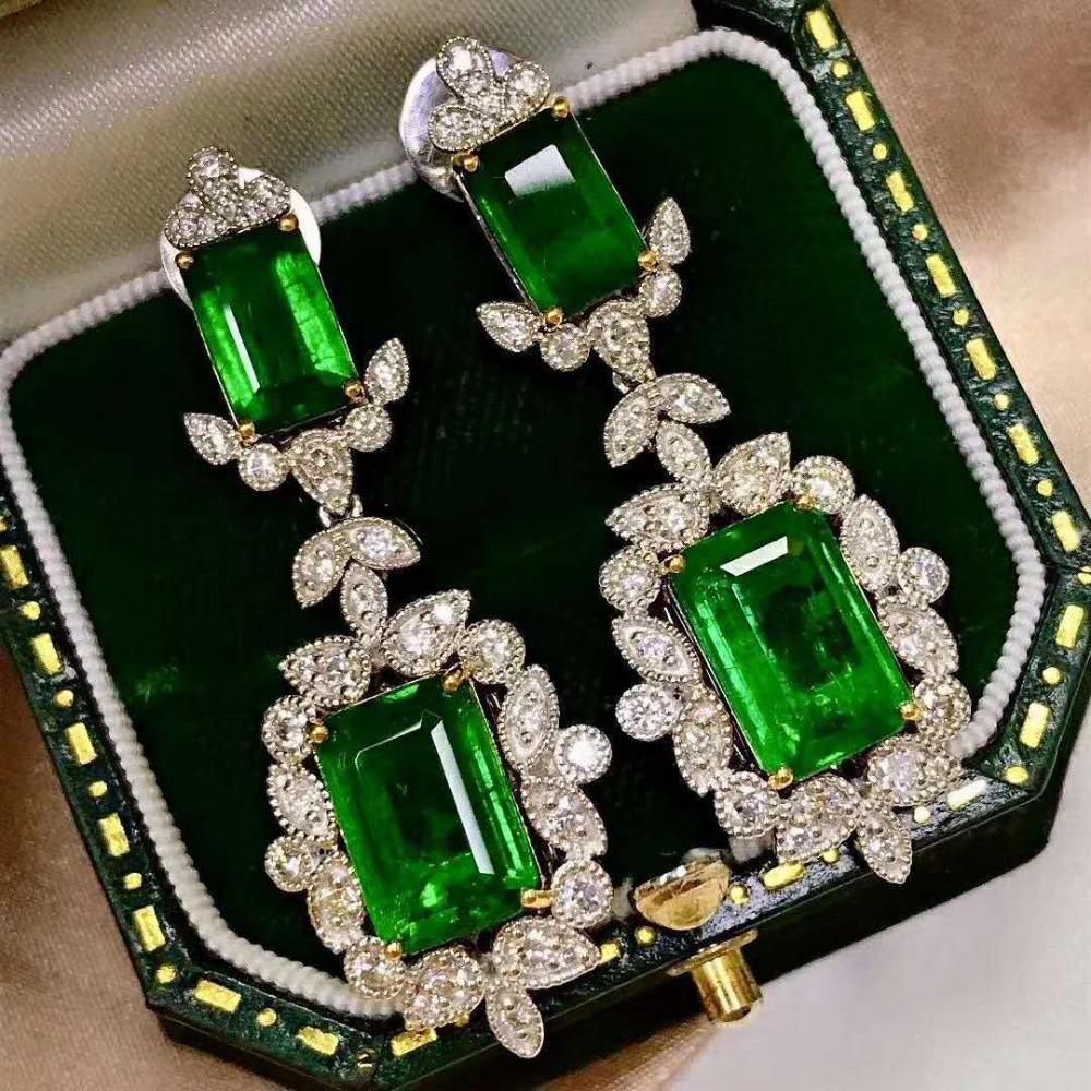 

Elegant Simulated Emerald Princess Cut Stud Earrings for Women Special Occasion Jewelry Gift
