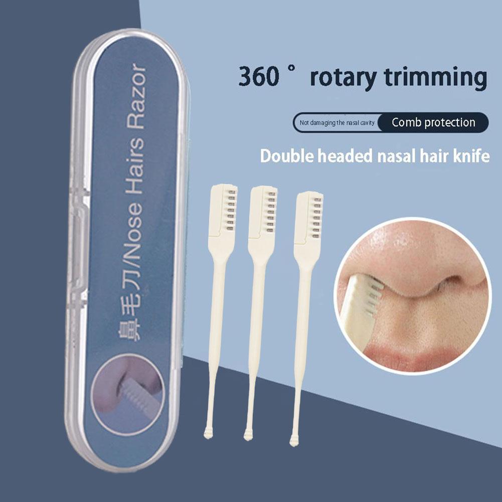 Double Sided Nose Hair Knife Manual Nostril Cleaning Nose Hair Trimmer 360 Degree Rotate Nostril Cleaning Scissors