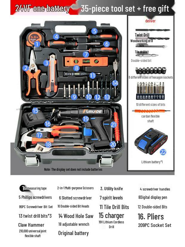 Hai Ao De Multi-functional Household Tool Kit CN plug (adapter included)