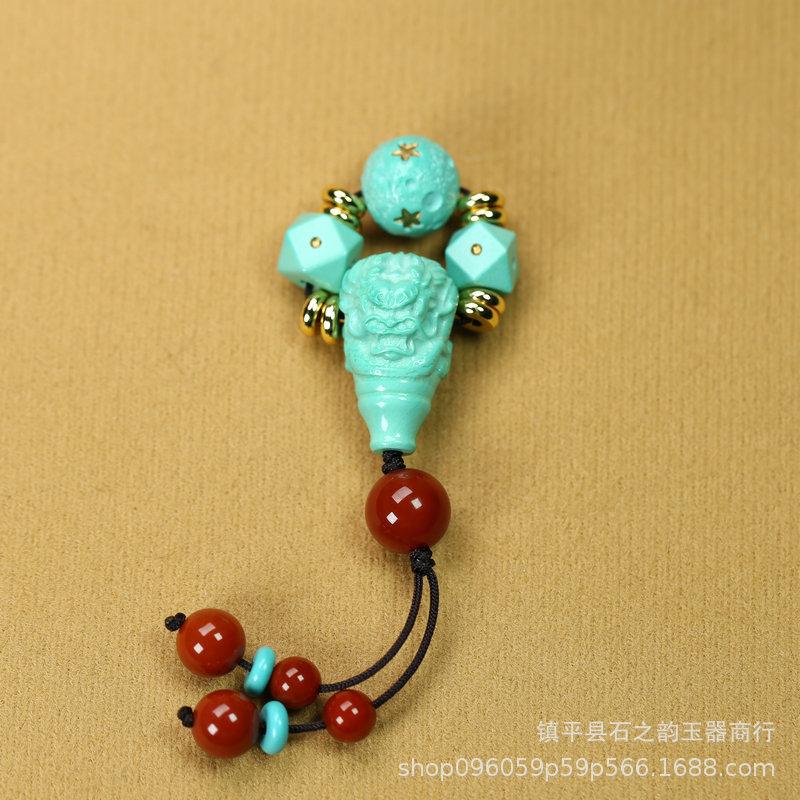 Turquoise Tibetan Style Vajra Star-Moon Bead Wenwan Pendant Set Set