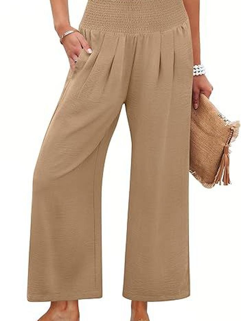 Spring/Autumn Solid Color Women's High Waist Straight Leg Casual Pants