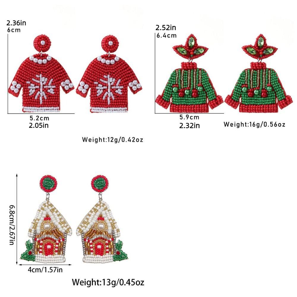 Xmas Handmade Beaded Ear Drop Sweater Boots Ear Stud Vintage Merry Christmas Earrings  New Year