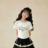 Girls Summer Block Short Sleeve T Shirt Dress Set with Bow for Kids