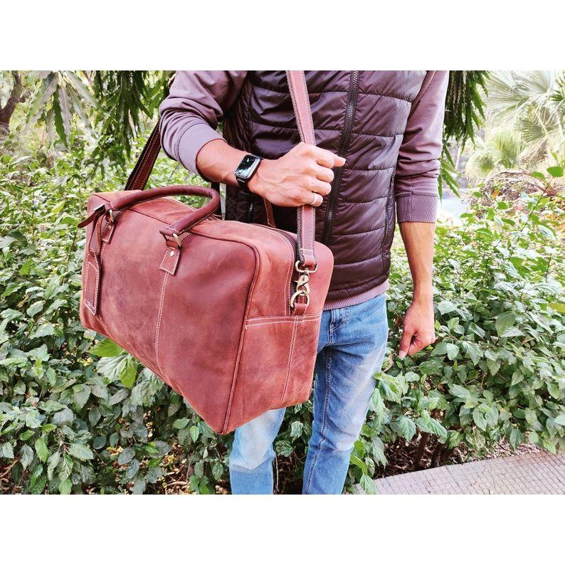 Leather Duffle Bag Vintage Carry On Weekend Bag Large Duffle Luggage Bag Gym Overnight Travel Bag Gift Men Women Duffel for Gift